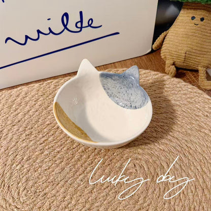 Hand-Painted Cat Shaped Ceramic Dipping Bowl - 140ML