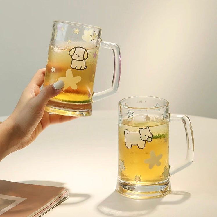 Starry Puppy Glass Beer Mug - 400ML Capacity