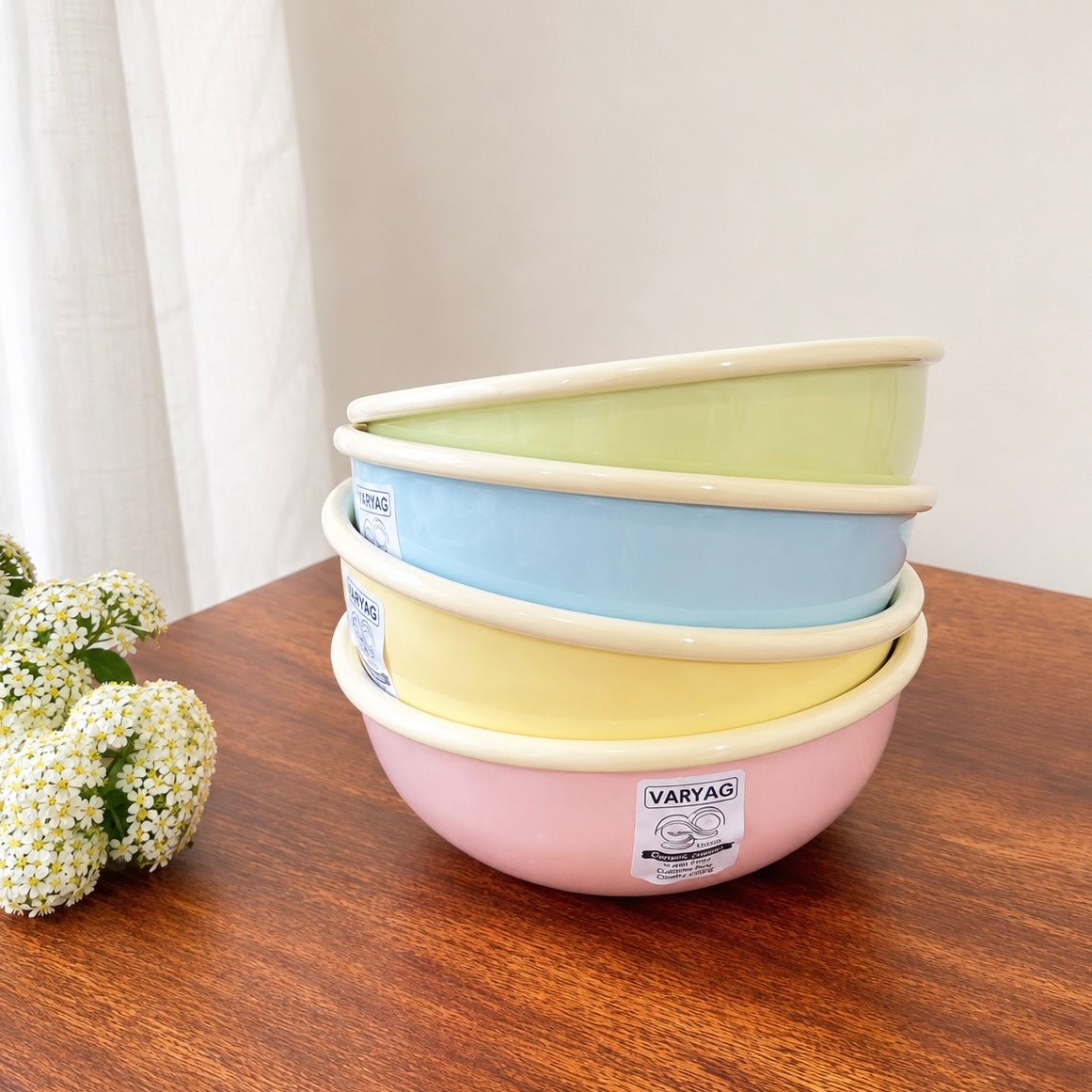Morandi Pastel Ceramic Yogurt Bowl Set of 4 – 400ML