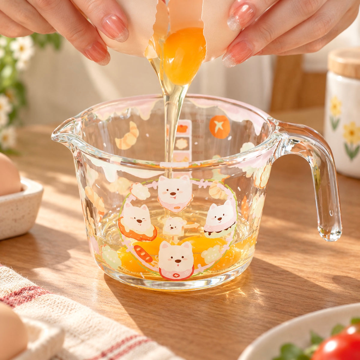 Cute Puppy Borosilicate Glass Measuring Cup – 650ML