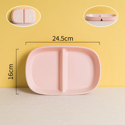 Handcrafted Macaron-Colored Ceramic 
 Divided Plate – Two-Compartment