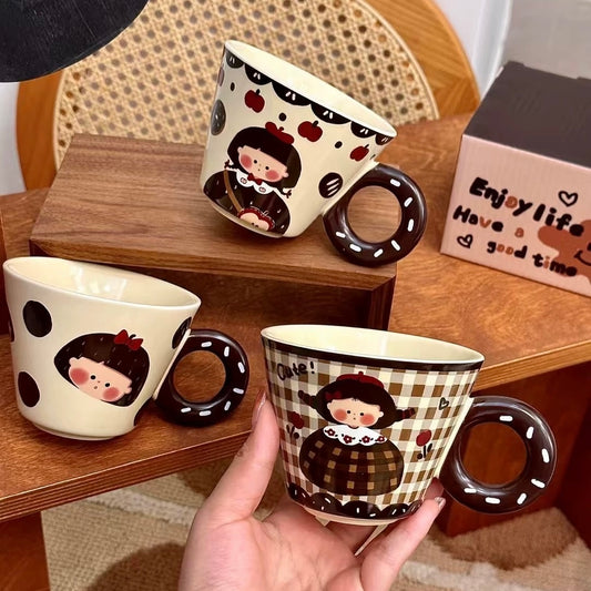Donut Handle Girl Ceramic Mug – 290ML
