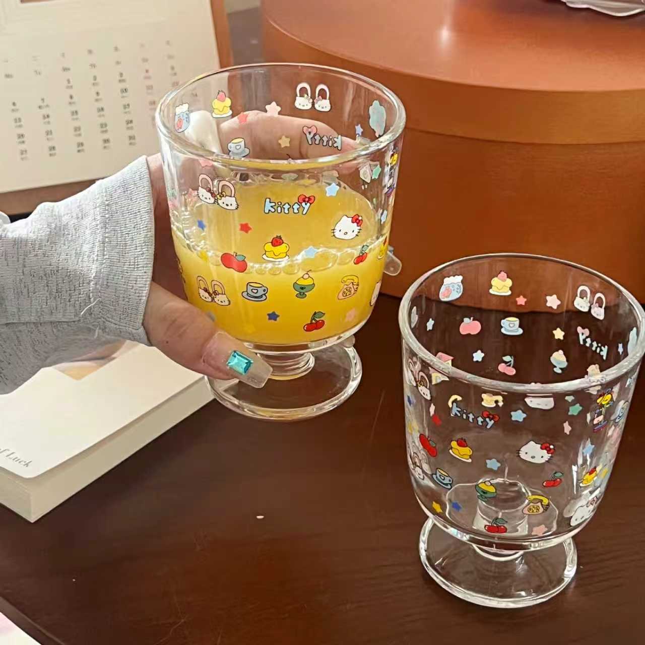 Cute Kitty Footed Glass Cup - 300ML
