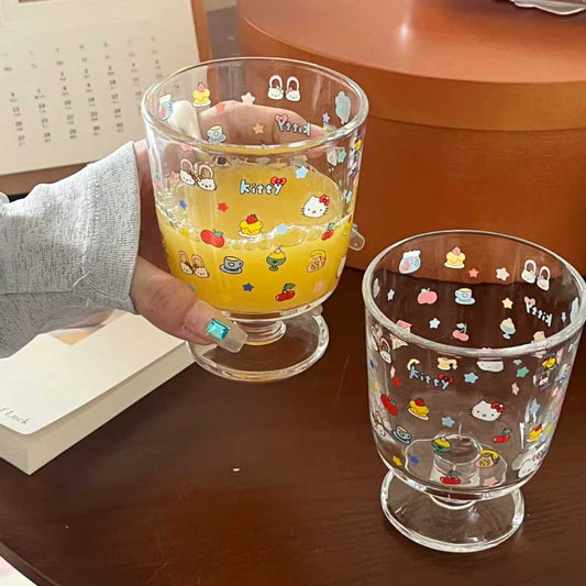Cute Kitty Footed Glass Cup - 300ML