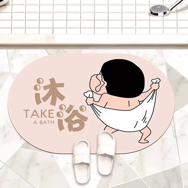 Crayon Style Funny Shower Bathroom Absorbent Mat - Size 40x60cm