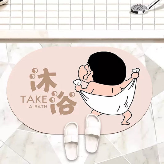 Crayon Style Funny Shower Bathroom Absorbent Mat - Size 40x60cm
