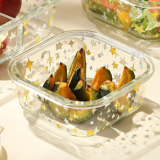 Colorful Star Glass Food Container - 850ML Bento Box