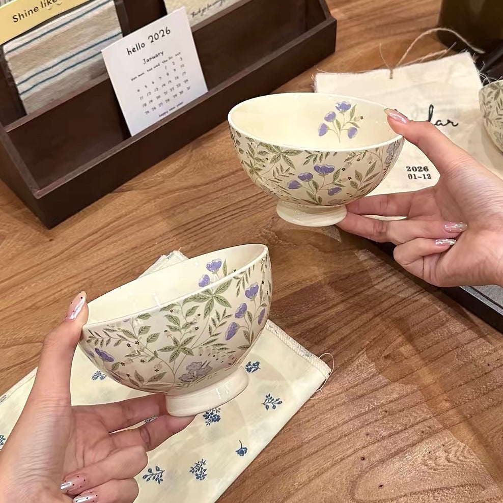 Vintage Floral Ceramic Bowl Gift Set – Set of 4