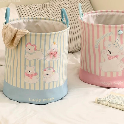 Pink & Blue Puppy Linen Storage Basket - Water-Resistant