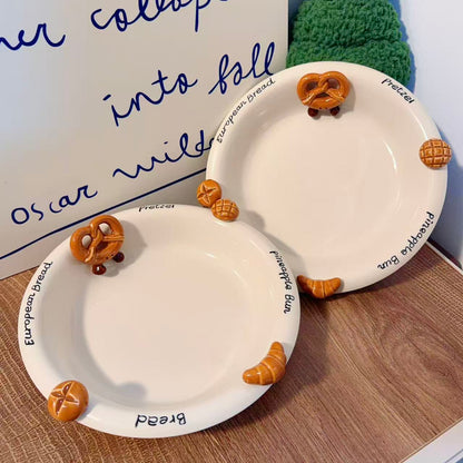 Hand-Painted 3D Bread Ceramic Deep Plate, 8.4-Inch