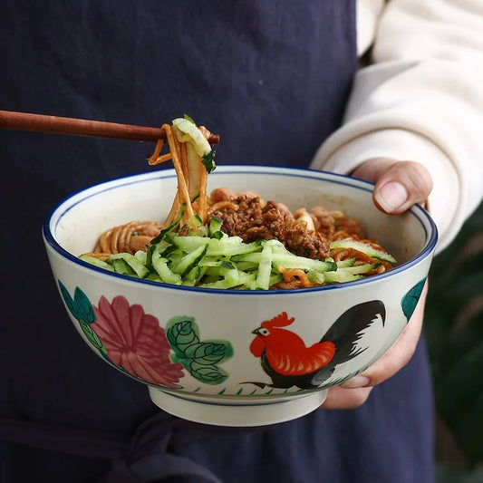 Vintage Ceramic Chinese Style Ramen Bowl | Retro Design – Two Sizes (7-inch, 9-inch)