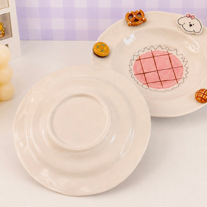 Pink Puppy Handcrafted Ceramic Pasta Plate, 8.9-Inch