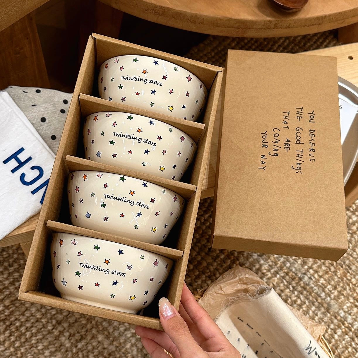 Twinkling Stars Ceramic Bowl Gift Set – Set of 4