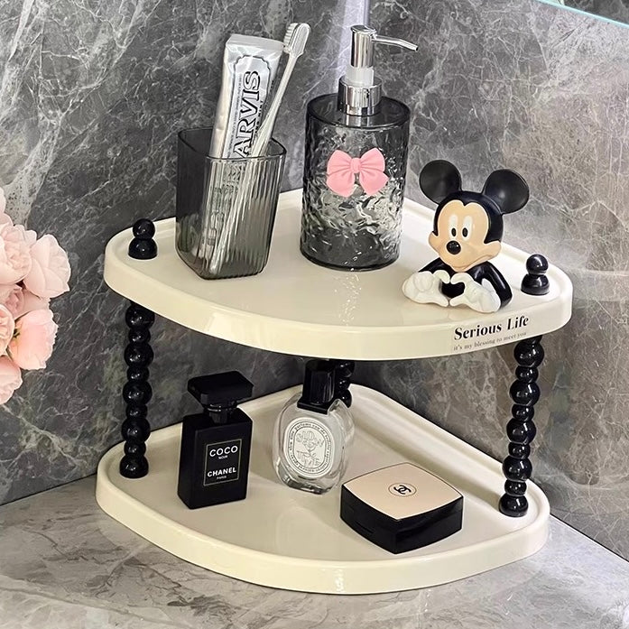 Creamy Corner Shelf Rack | Desktop & Bathroom Storage