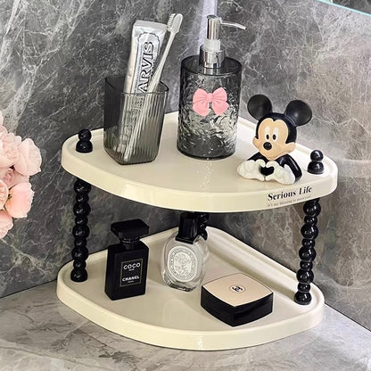 Creamy Corner Shelf Rack | Desktop & Bathroom Storage
