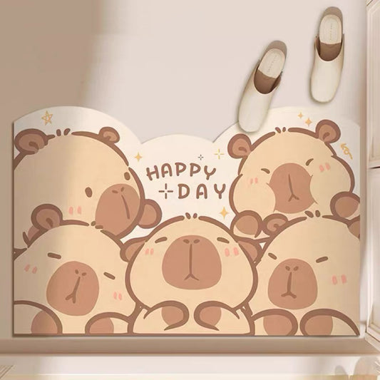Happy Day Capybara Bathroom Absorbent Mat - Size 40x60cm/50x80cm