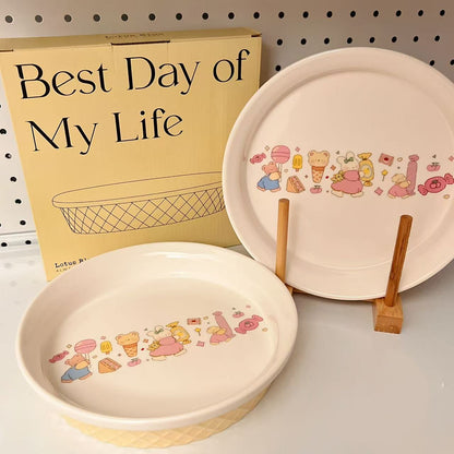 Ice Cream Party Ceramic Plate – Cute Deep Dish for Pasta, Salad & Dessert | Perfect for Gifting