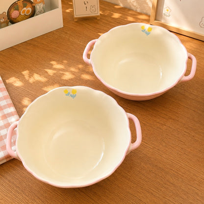 Pink Puppy Ceramic Soup Bowl with Handles – 900ML