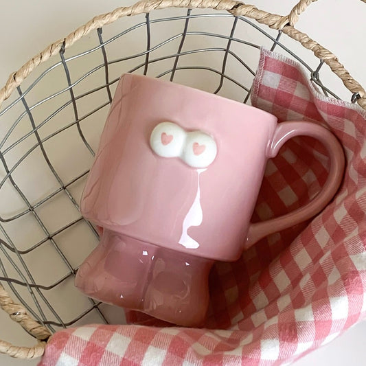 Pink Big-Eyed Monster Mug | Gift-Ready Packaging, 400ML Capacity