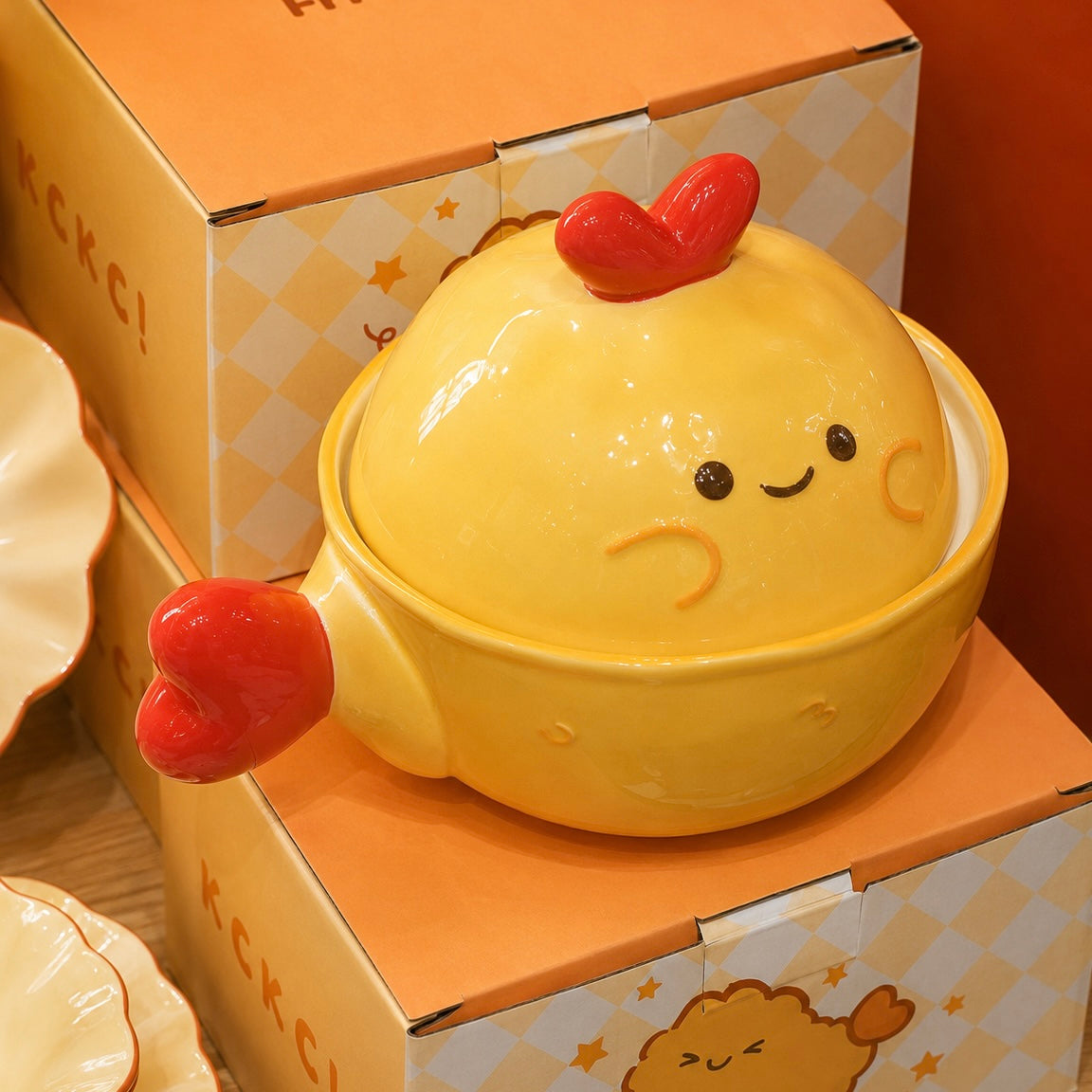 Fried Shrimp Ceramic Ramen Bowl with Lid – 700ML