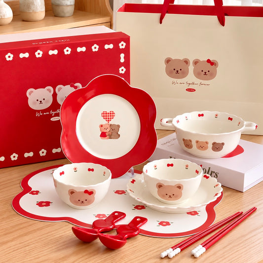 Sweetheart Bear Ceramic Tableware Gift Set – Set of 9