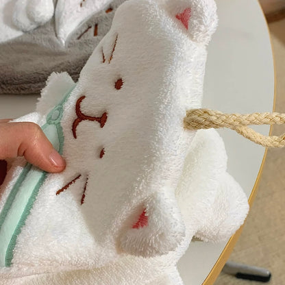 Cute Kitty Coral Fleece Hand Towels - Soft & Absorbent Towels for Kitchen and Bathroom