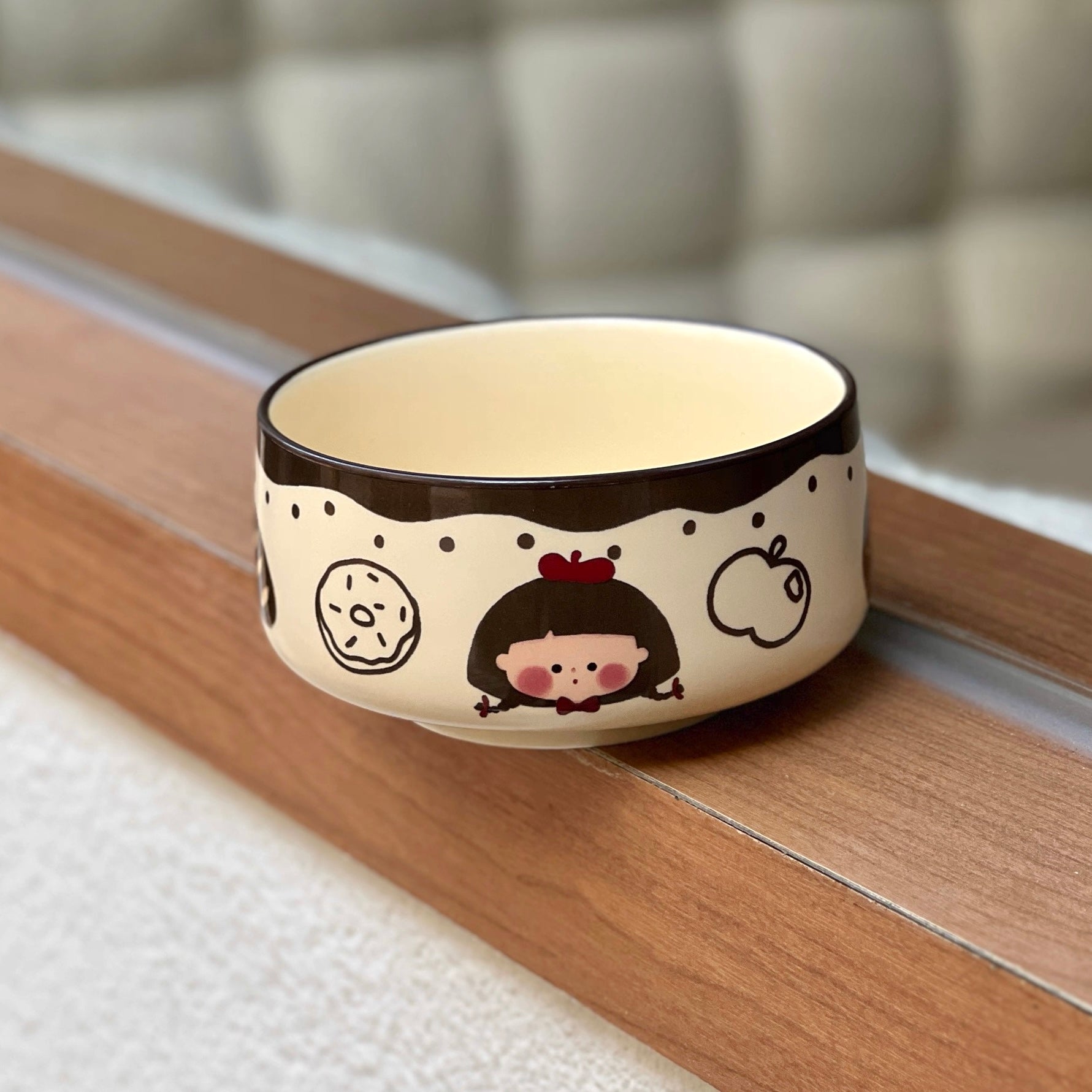 Apple Girl Hand-Painted Ceramic Cereal Bowl – 350ML