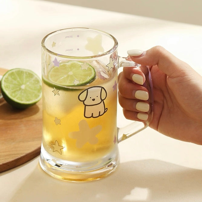 Starry Puppy Glass Beer Mug - 400ML Capacity