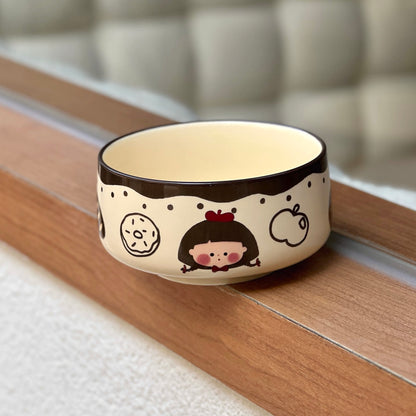 Apple Girl Hand-Painted Ceramic Cereal Bowl – 350ML
