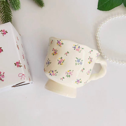 Vintage Floral Ceramic Mug – 400ML Capacity