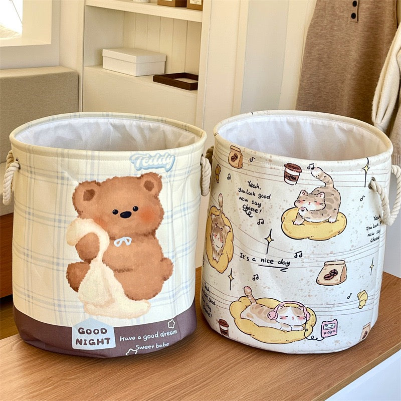 Cute Animal Linen Storage Basket - Foldable & Water-Resistant