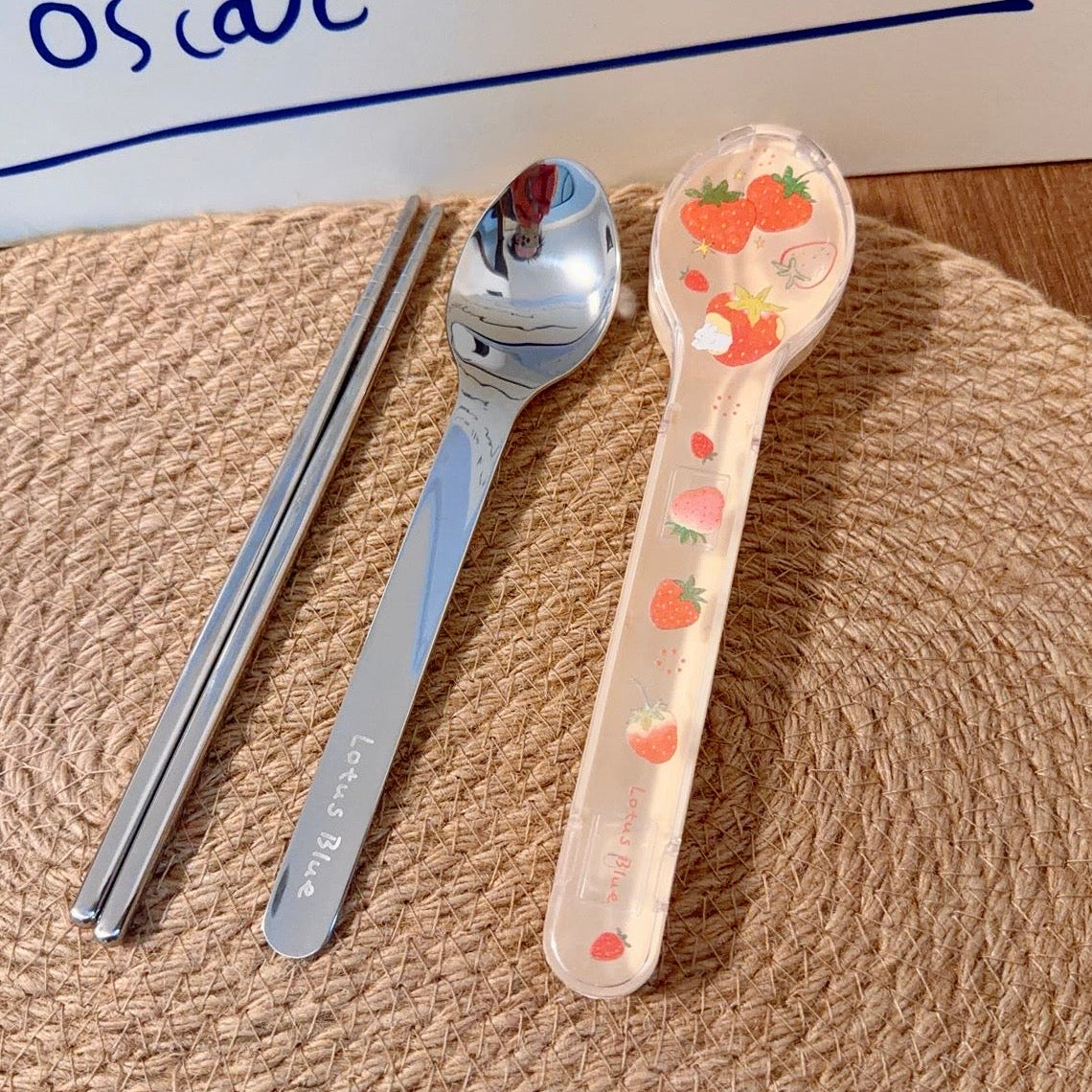 Strawberry Cutlery Set with Travel Case - Set of 2