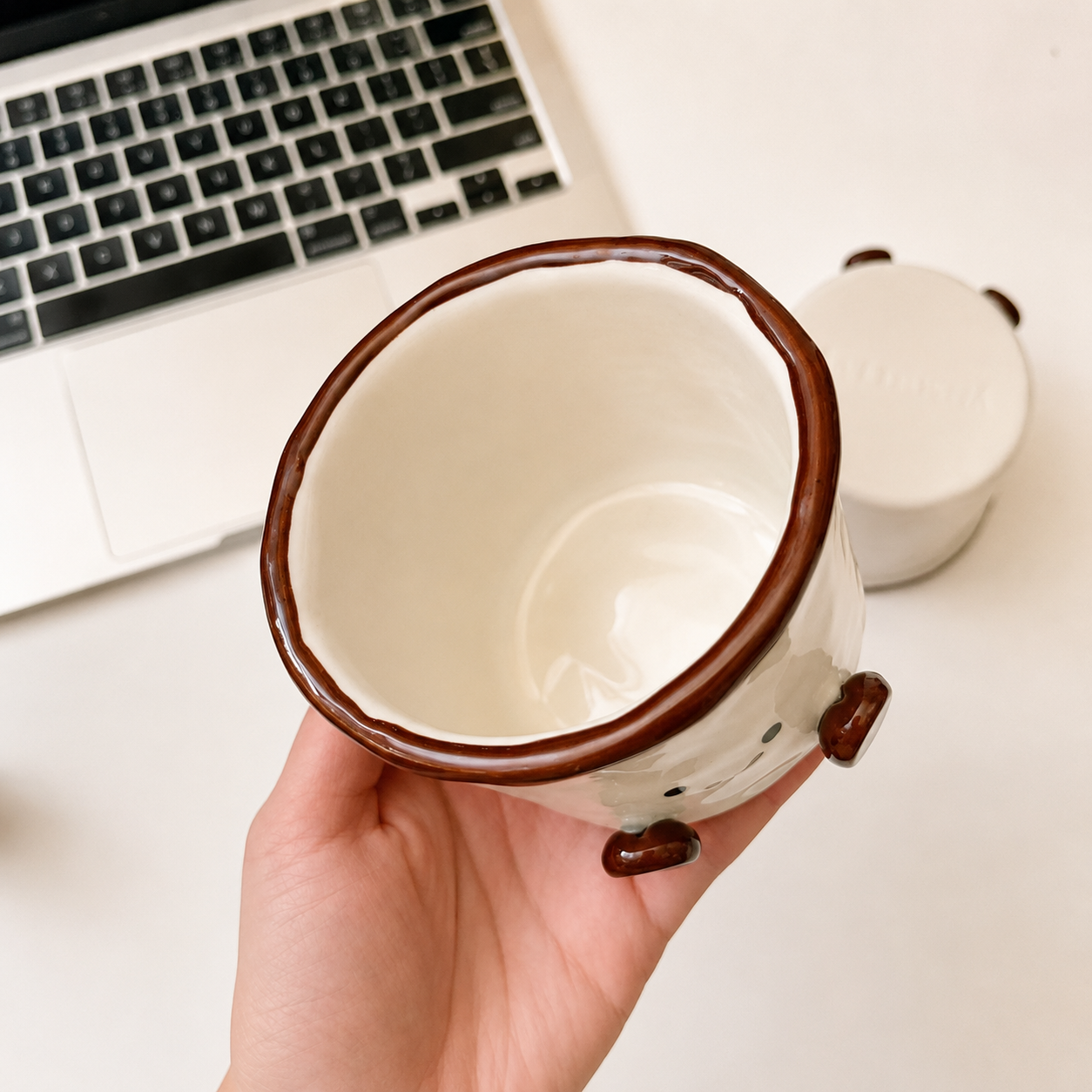 Hand-Painted Cocoa Bean Ceramic Coffee Mug - 280ML