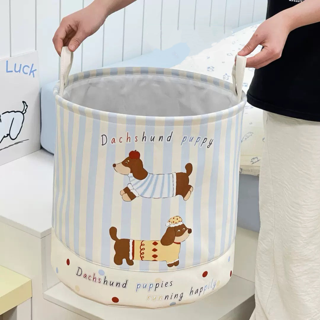 Dachshund Puppy Linen Storage Basket - Water-Resistant, 2 Designs