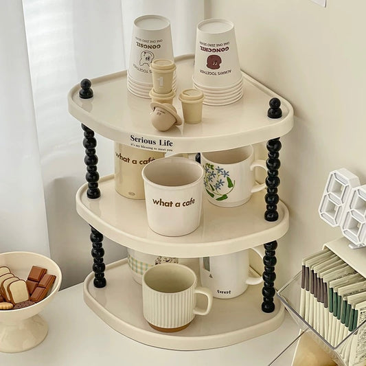 Creamy Corner Shelf Rack | Desktop & Bathroom Storage