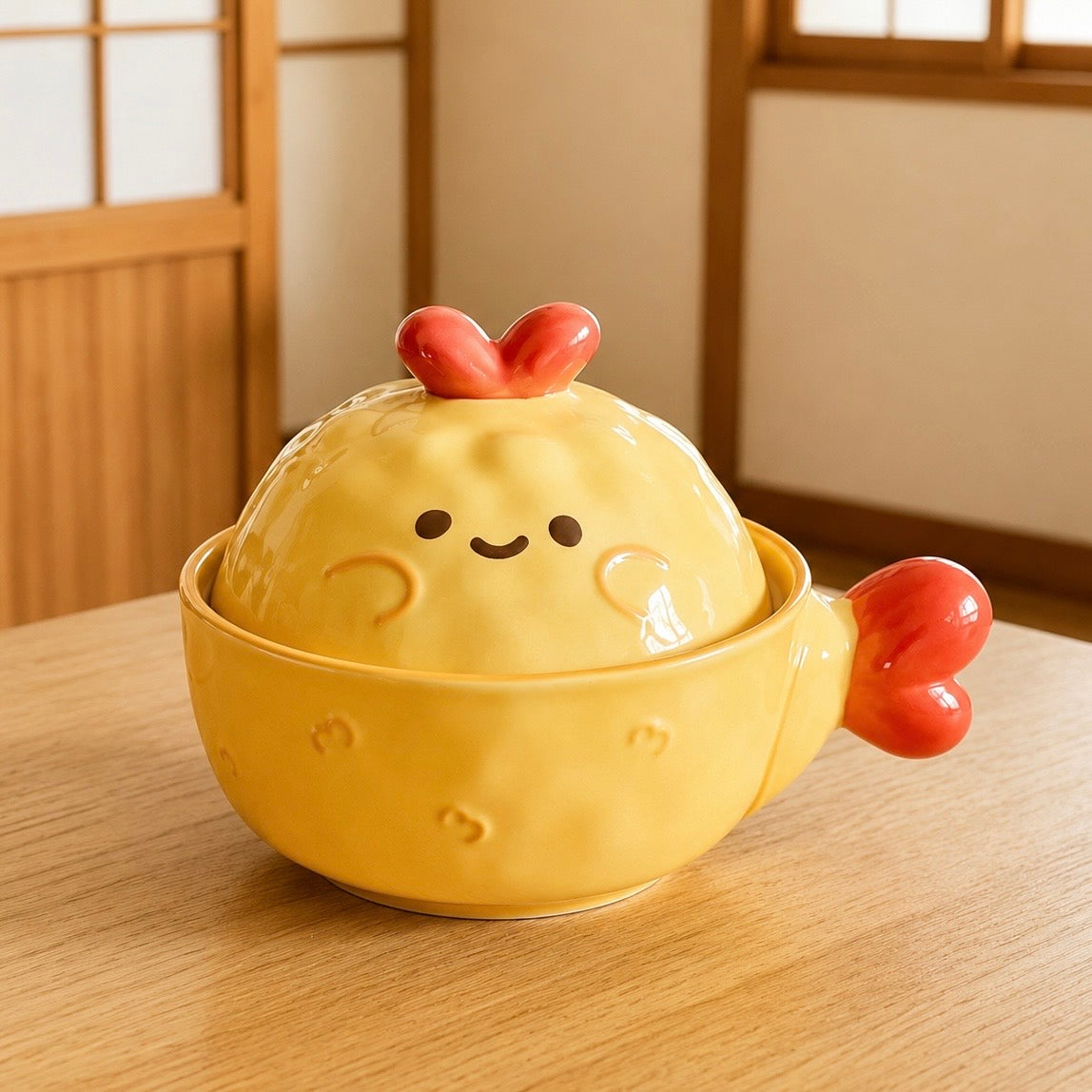 Fried Shrimp Ceramic Ramen Bowl with Lid – 700ML