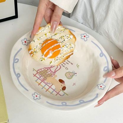 Snowy Puppy Ceramic Soup Plate – 8.25-Inch