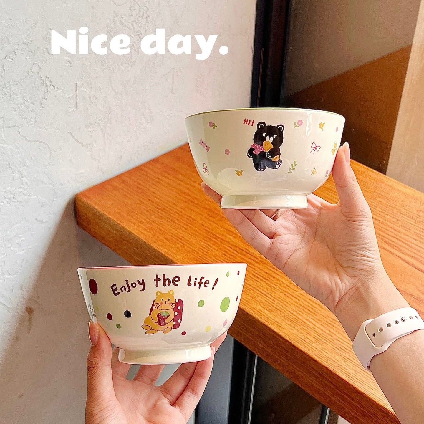 Cute Animal Party Ceramic Cereal Bowl - 5 Designs, 350ML