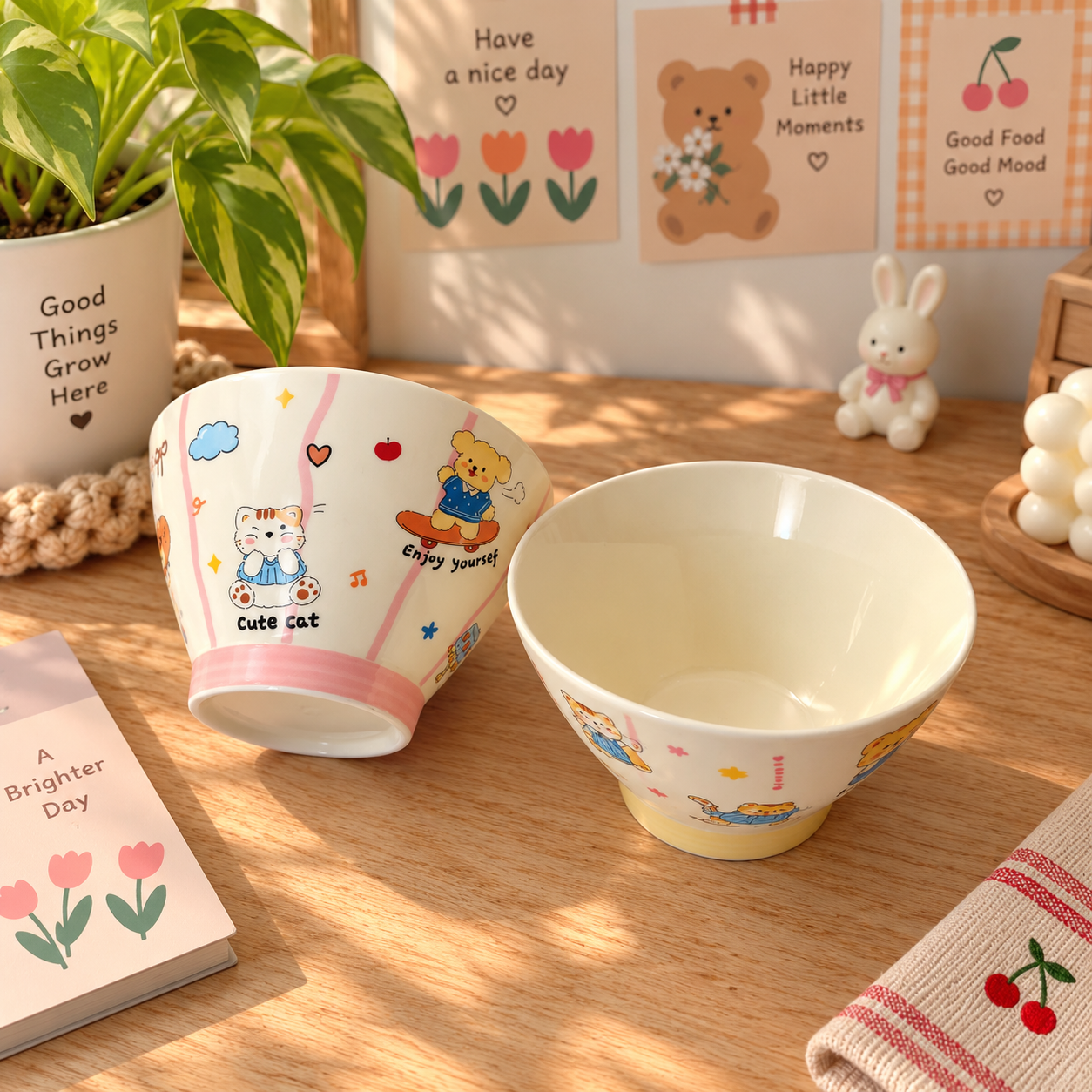 Cute Cat Kawaii Ceramic Cereal Bowl – 350ML