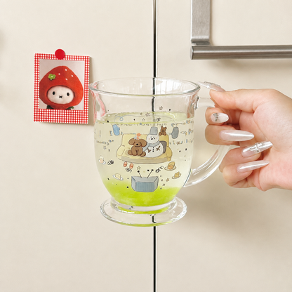 Cosy Snowman Glass Mug with Handle – 450ML