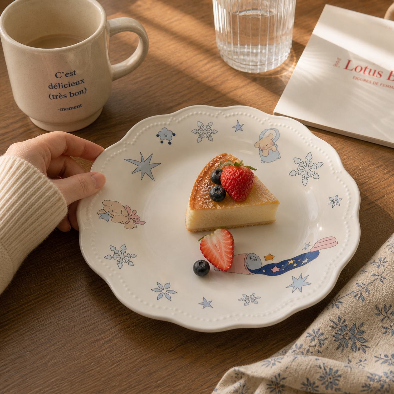 Snowflake Bunny White Porcelain Deep Plate - 8.9-Inch