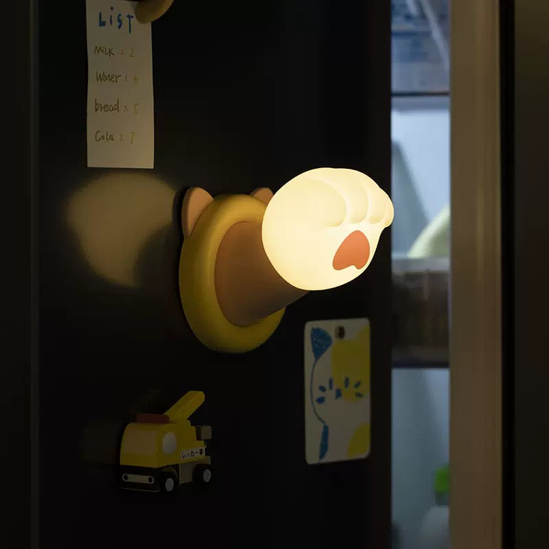 Cute Cat Paw Magnetic Tap Night Light - USB Rechargeable, 3 Brightness Levels