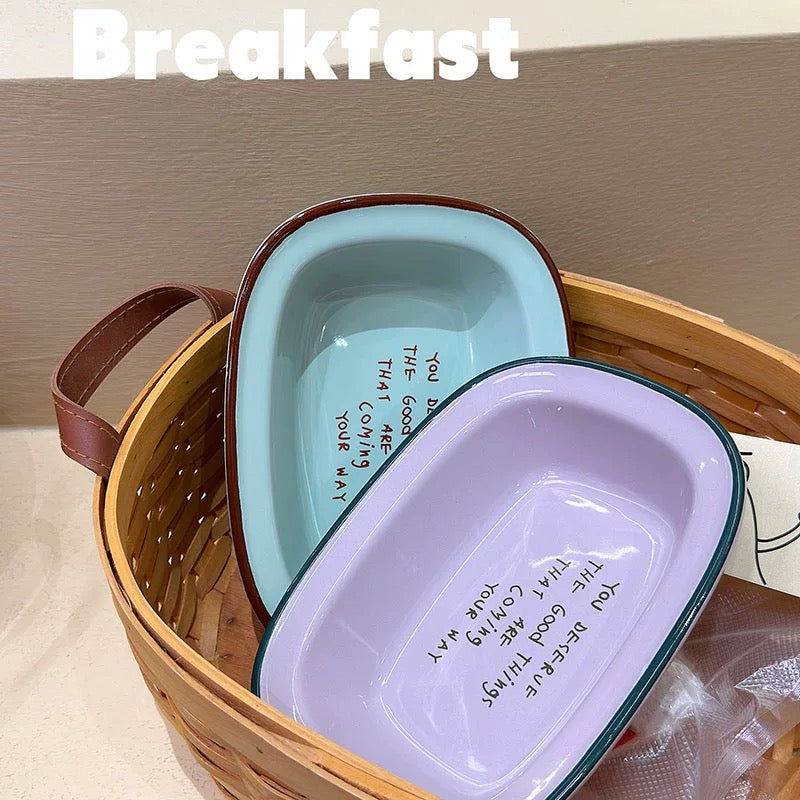 Pastel Colors Ceramic Breakfast Plate, 8-Inch