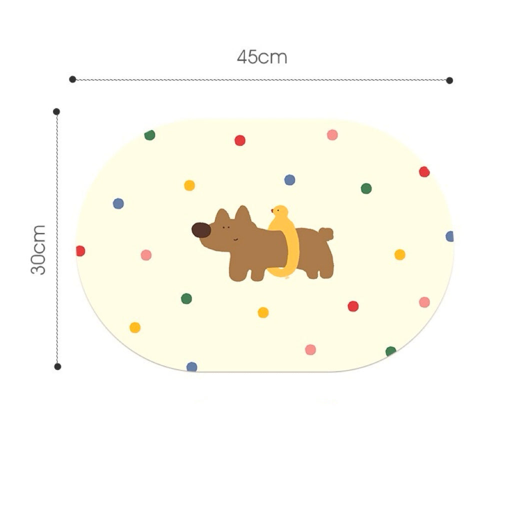 Colorful Puppy Leather Dining Table Mats, 45x30cm