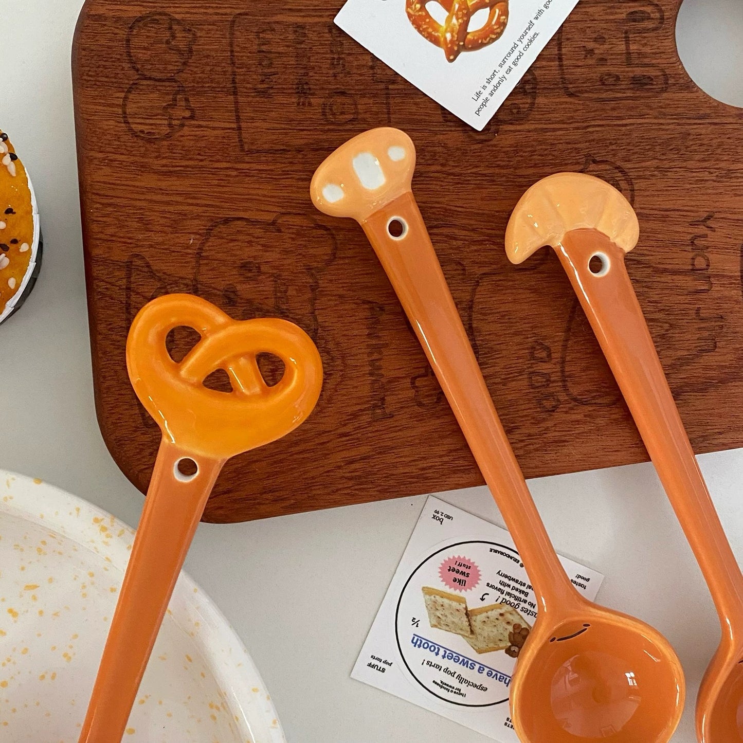 Smiling Bread Ceramic Spoon | Cute 3D Bread Design, Dishwasher Safe