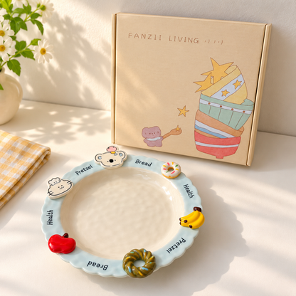 Hand-Painted Koala Ceramic Round Plate – 8.3-Inch