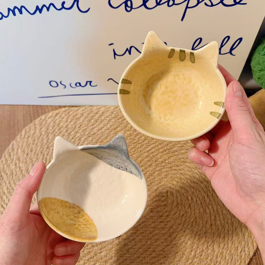 Hand-Painted Cat Shaped Ceramic Dipping Bowl - 140ML