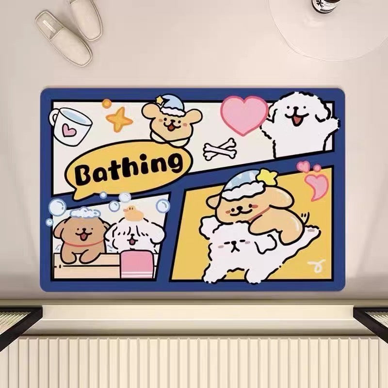 Shower Puppy Couple Bathroom Absorbant Mat - Size 40x60cm / 50x80cm