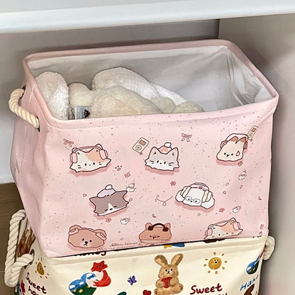 Adorable Cat Linen Storage Bag/Laundry Basket - Foldable, Water-Resistant, Durable for Clothes and Toys