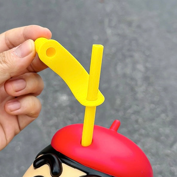 Crayon Shin-Chan & Shiro Portable Straw Cup - Cute Design, BPA-Free Tritan Material